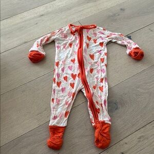 Little Sleepies Red and Pink Heart Footies